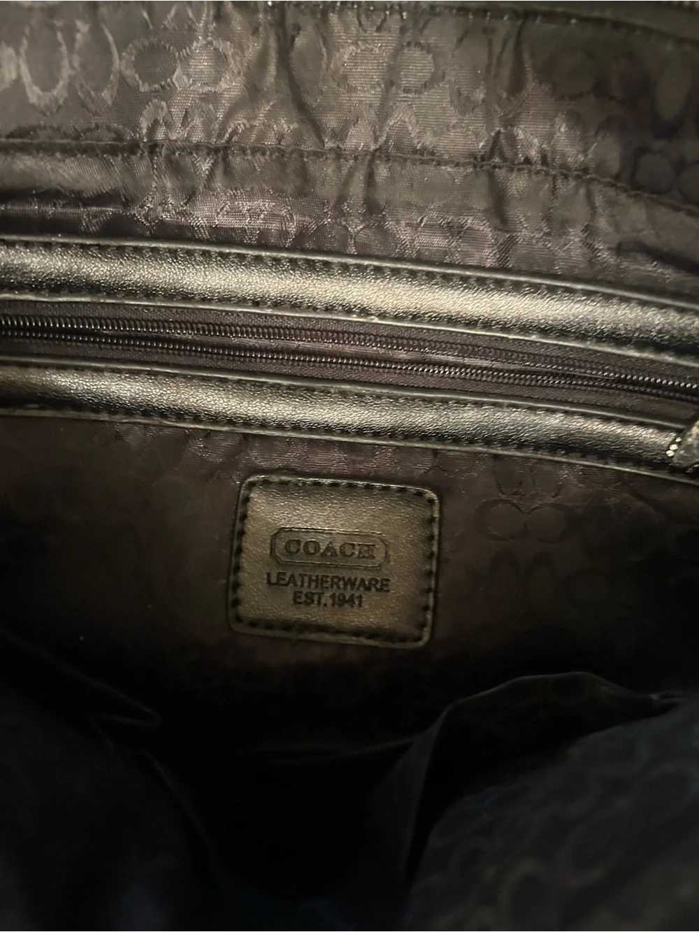 Vintage Coach Soho Signature small black and grey canvas satchel bag